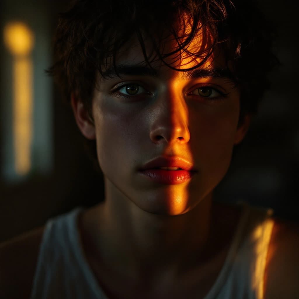 Artist portrait in warm lighting